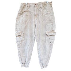 Free People Platoon Cargo Jogger Pants Women's Medium Beige Relaxed Taper